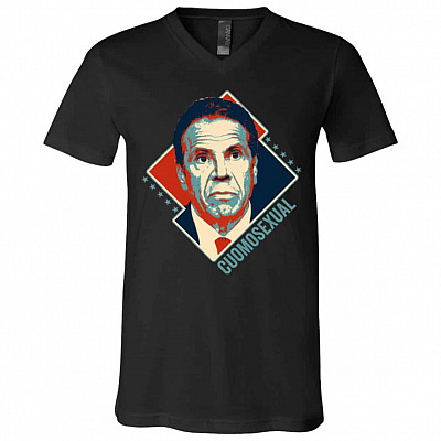 cuomo, Black, V-Neck T-Shirt