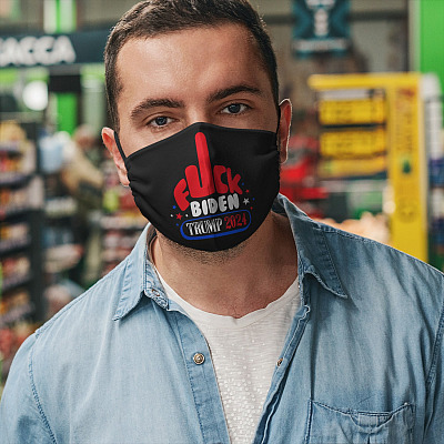 Alternative view of Middle Finger Fuck Biden Trump 2024 Anti Biden Washable Reusable Custom Printed Cloth Face Mask Cover