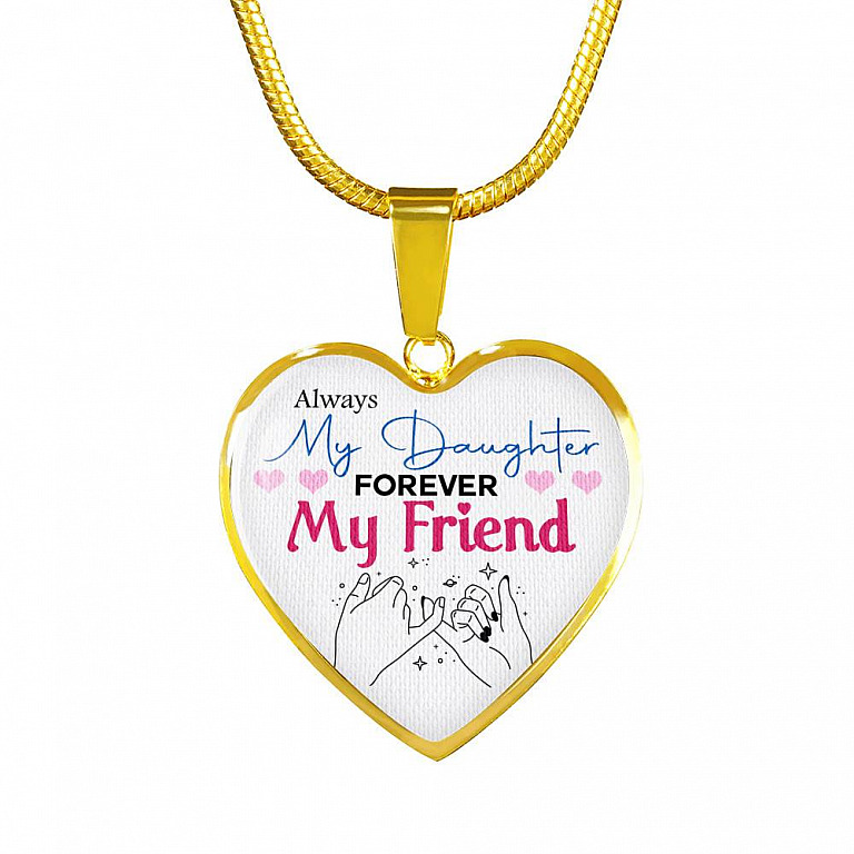 Always My Daughter Forever My Friend Mom and Daughter Matching Gifts Heart Pendant Necklace - Bangle