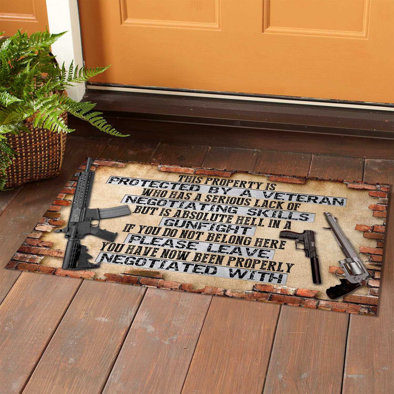 5VT. Veteran This Property Is Protected Doormat mockup 1