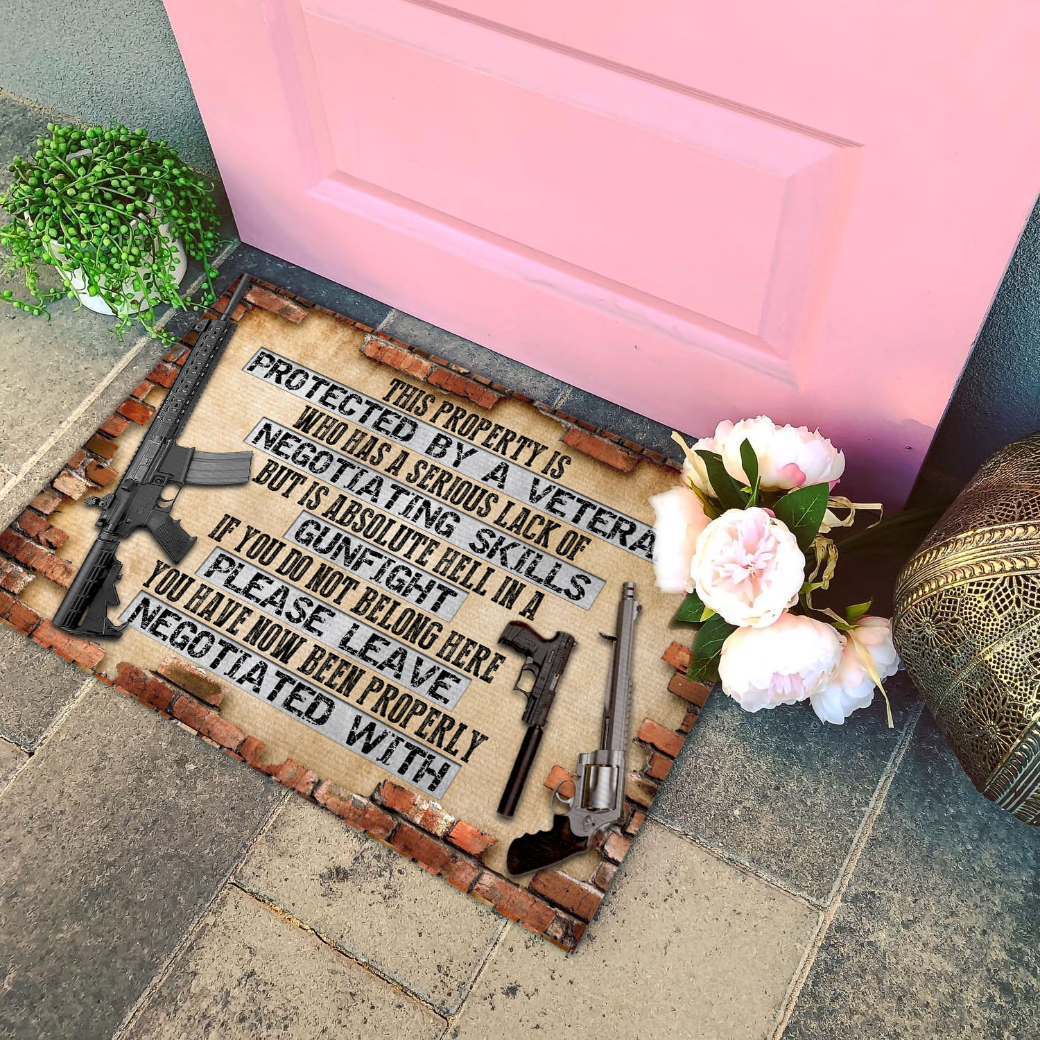 5VT. Veteran This Property Is Protected Doormat mockup 4