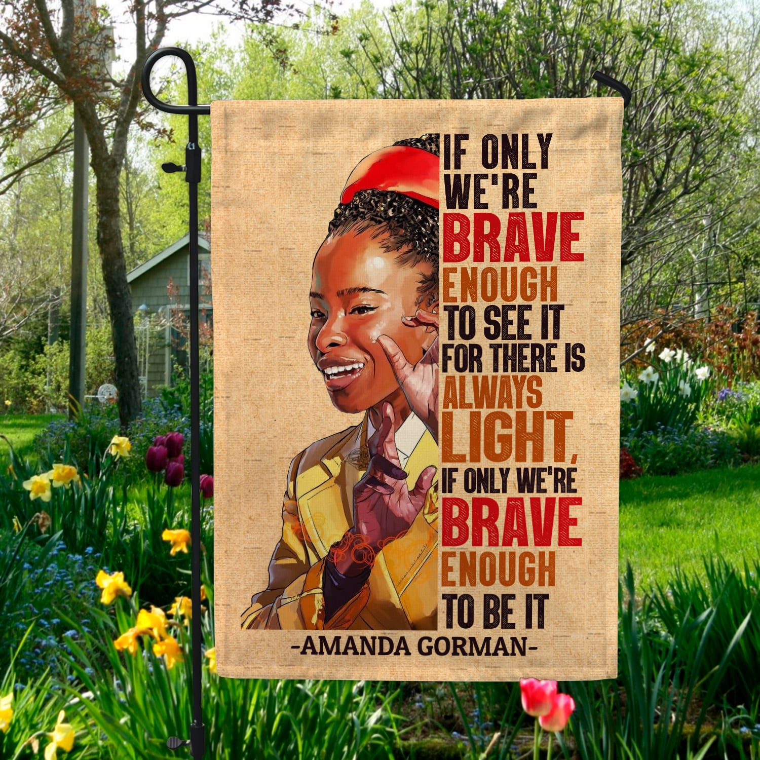 11KNG. Amanda Gorman 30x40 Garden Flag Mockup 5