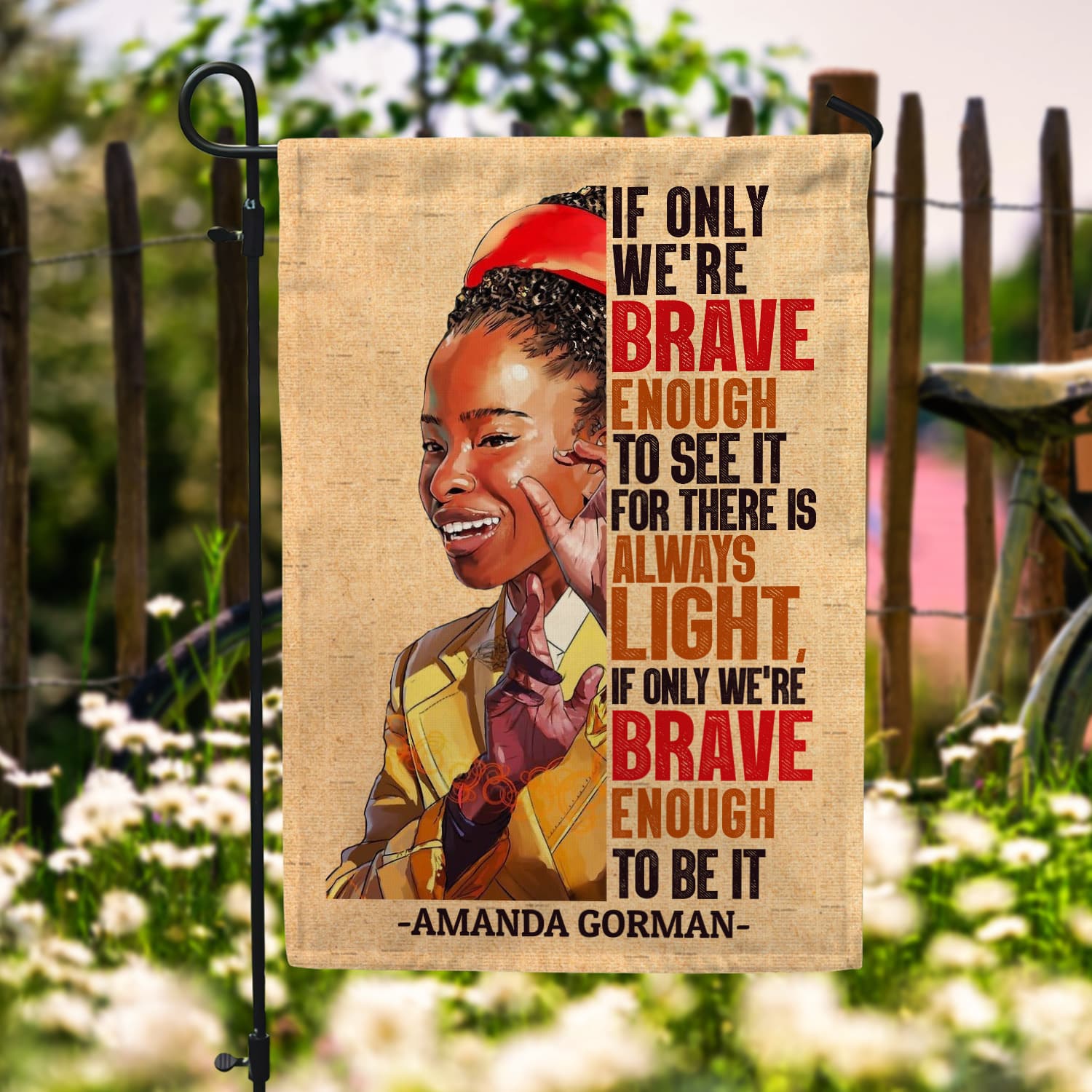 11KNG. Amanda Gorman 30x40 Garden Flag Mockup 6