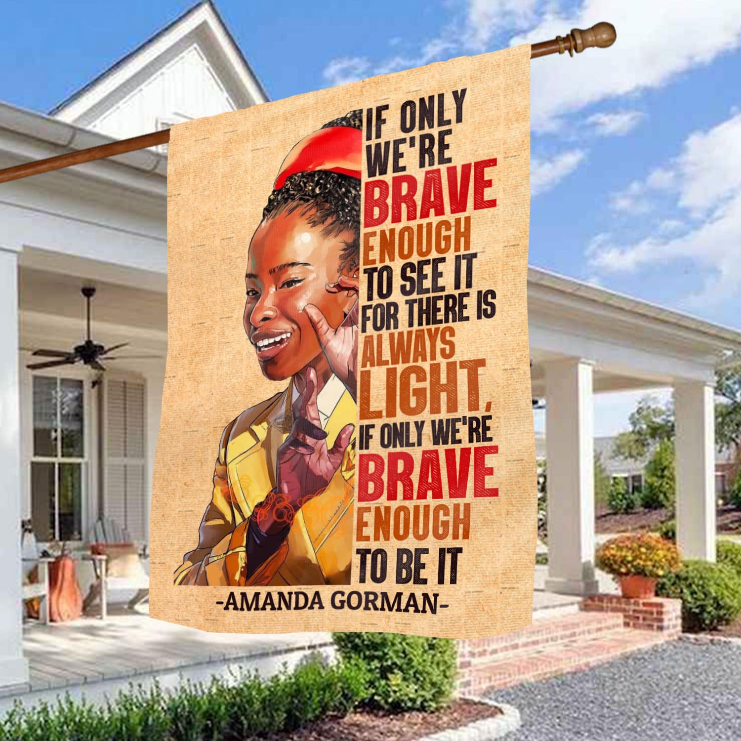 11KNG. Amanda Gorman 30x40 House Flag Mockup 3