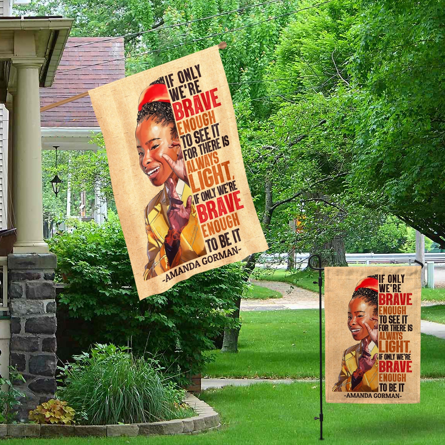 11KNG. Amanda Gorman 30x40 Garden & House Mockup 1