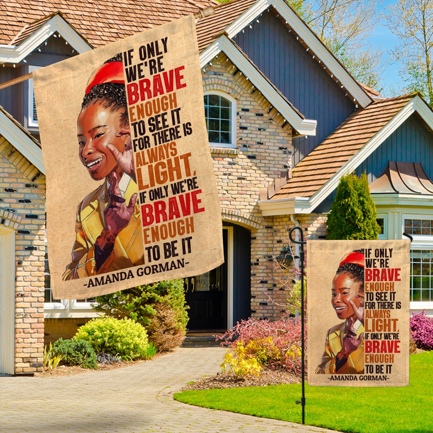 11KNG. Amanda Gorman 30x40 Garden & House Mockup 3