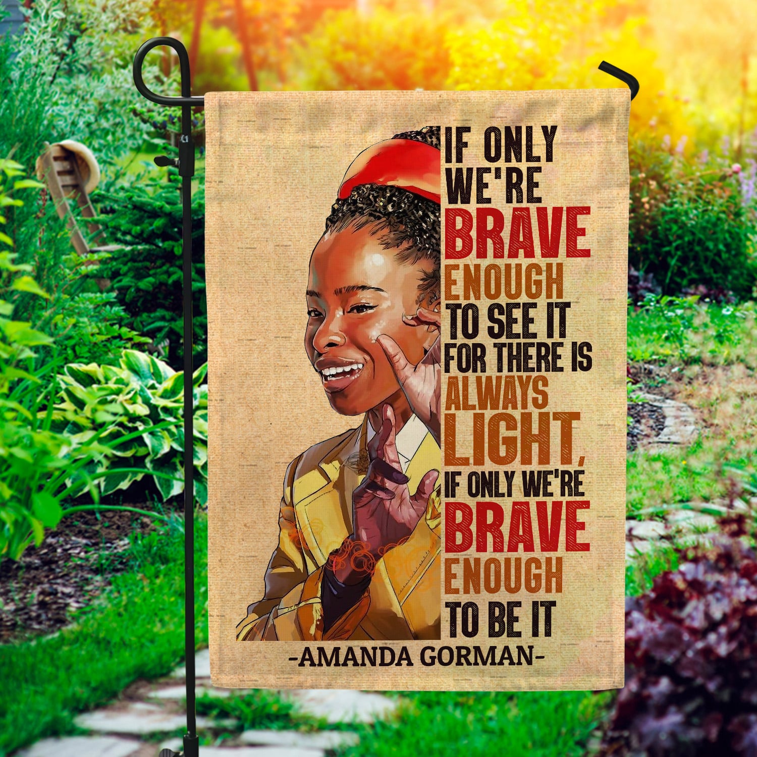 11KNG. Amanda Gorman 30x40 Garden Flag Mockup 1