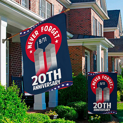 Alternative view of 9/11 Never Forget 20th Anniversary Twin Towers Flag - Patriot Memorial Day Outdoor Flag