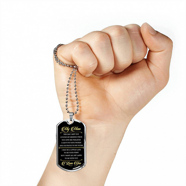 Gifts to My Man the Day I Met You I Found My Missing Piece I Love You Dog Tag Pendant Necklace