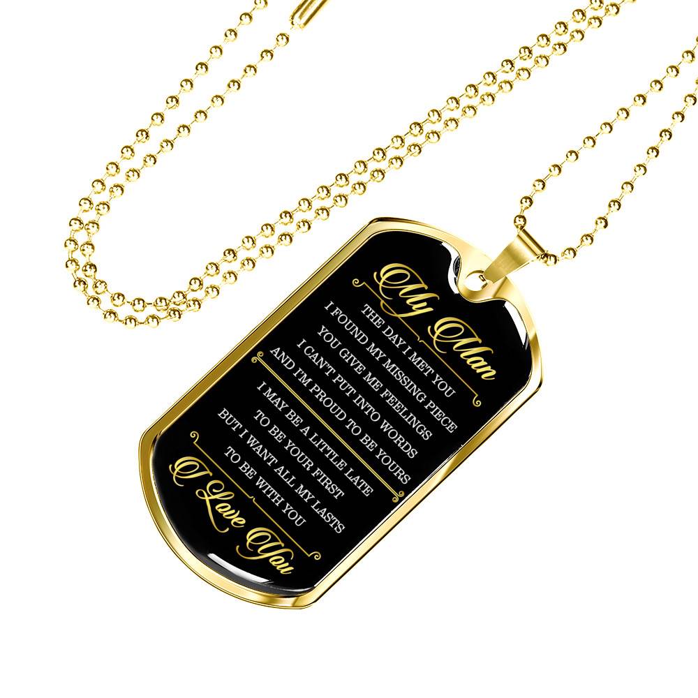 Gifts to My Man the Day I Met You I Found My Missing Piece I Love You Dog Tag Pendant Necklace