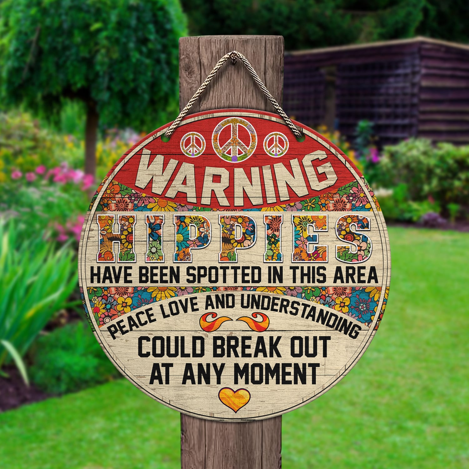 2UT. Warning Hippies Door Sign Mockup 2.1