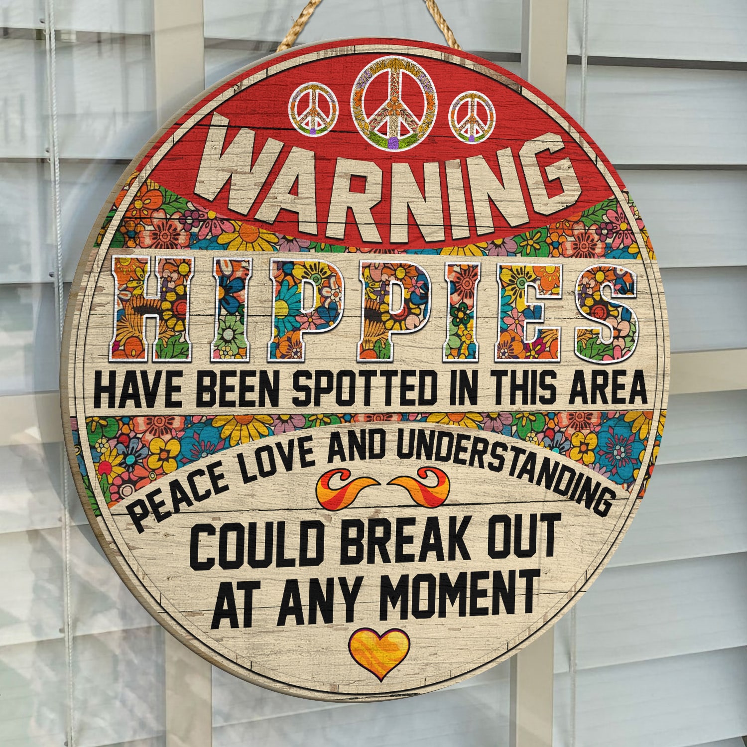 2UT. Warning Hippies Door Sign Mockup 14