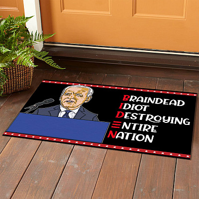 Alternative view of Braindead Idiot Destroying Entire Nation House Doormat - Anti Biden Outdoor Indoor Doormat