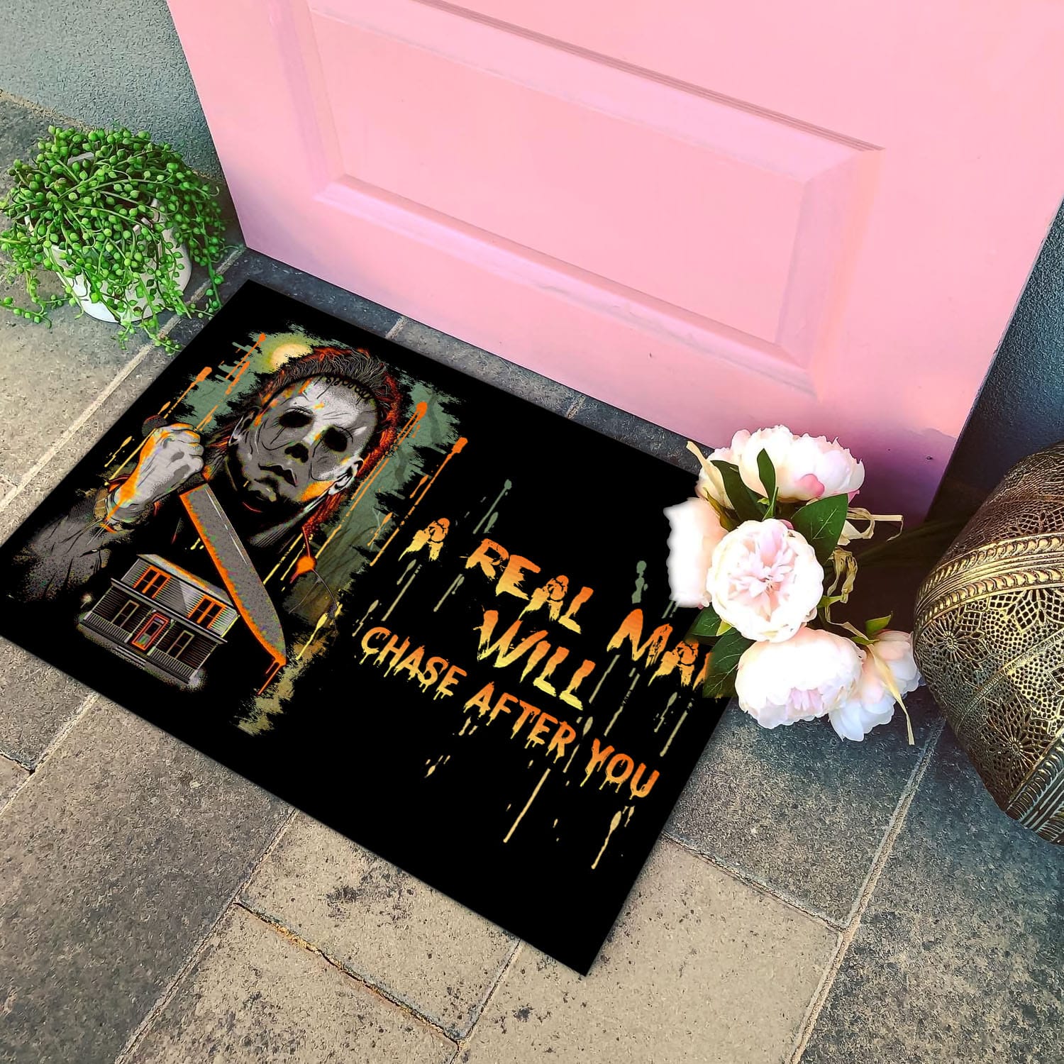 1VT. Michael A Real Man Will Chase doormat Doormat mockup 4