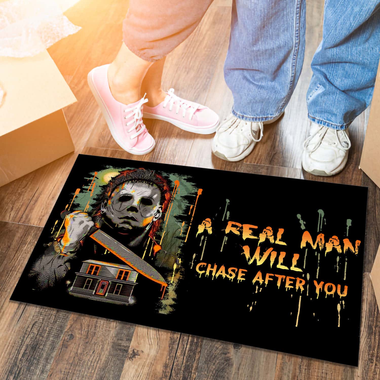 1VT. Michael A Real Man Will Chase doormat Doormat mockup 6