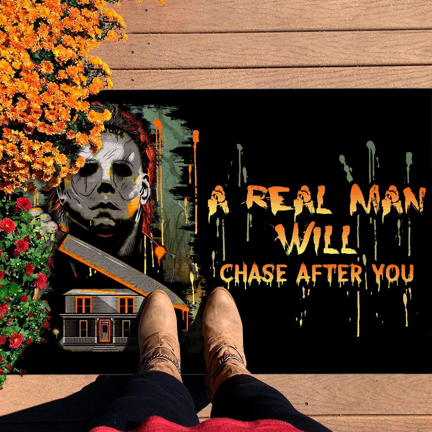 1VT. Michael A Real Man Will Chase doormat Doormat mockup 7