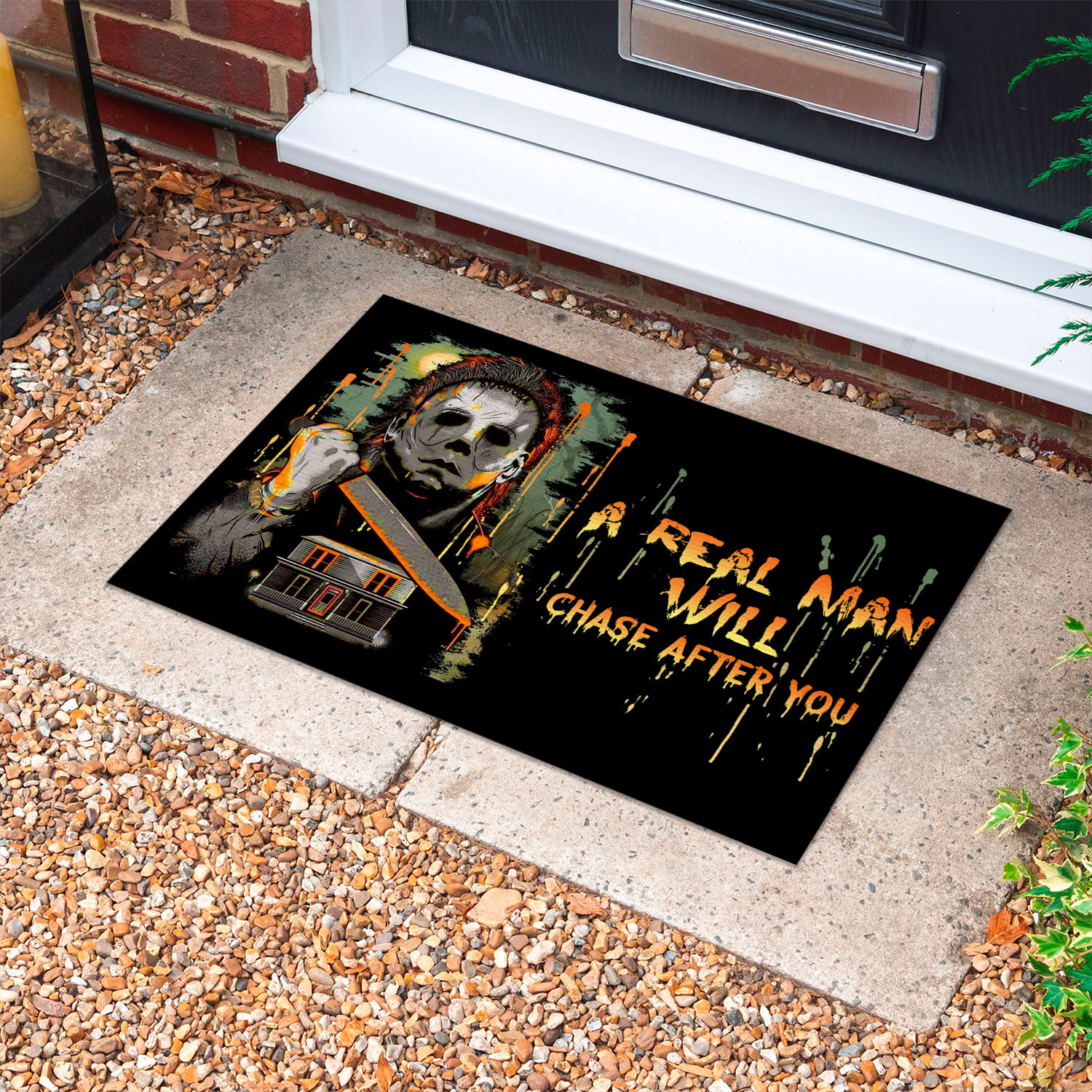 1VT. Michael A Real Man Will Chase doormat Doormat mockup 10