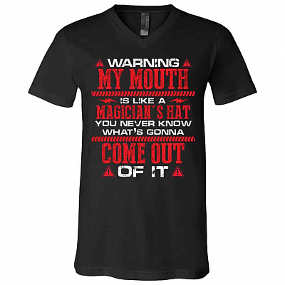 mouth, Black, V-Neck T-Shirt