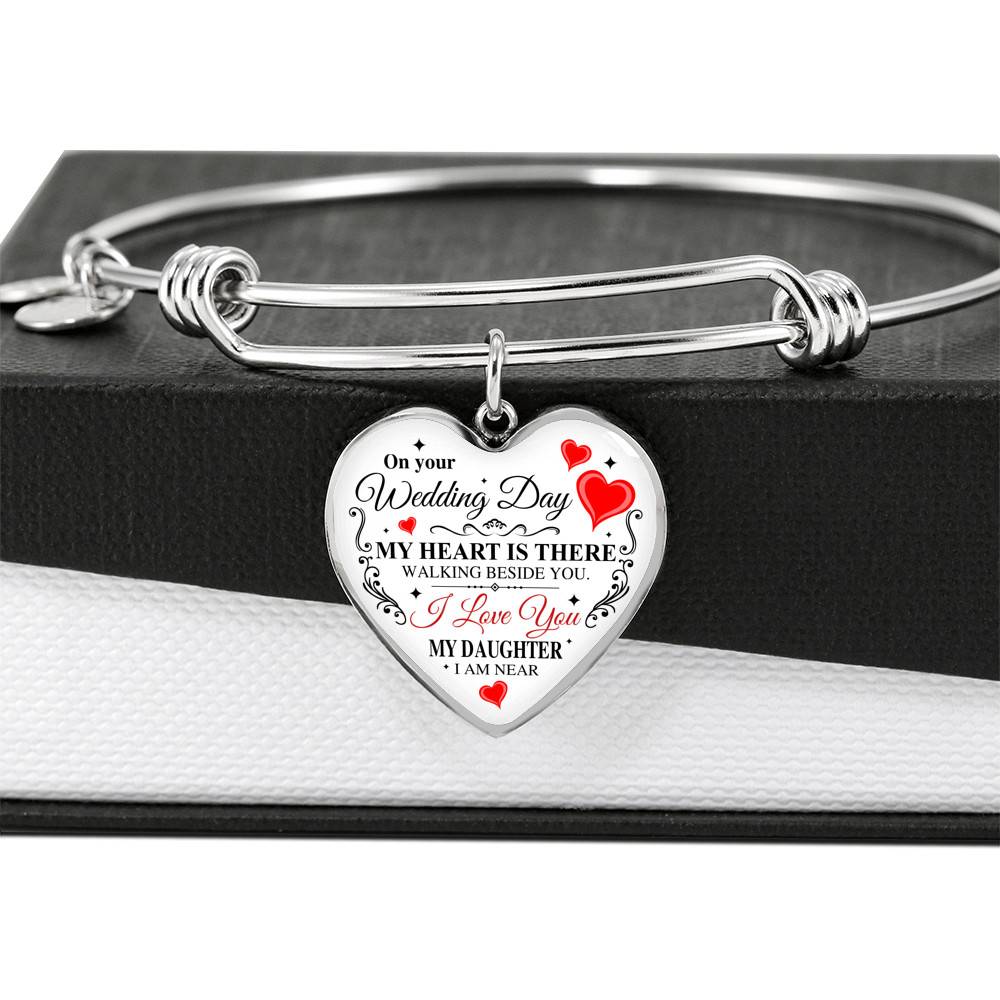 On Your Wedding Day My Heart Is There Walking Beside You My Daughter I'm Near Heart Pendant Necklace - Wedding Memorial Necklace On Your Wedding Day My Heart Is There Walking Beside You My Daughter I'm Near Heart Pendant Necklace - Wedding Memorial Necklace