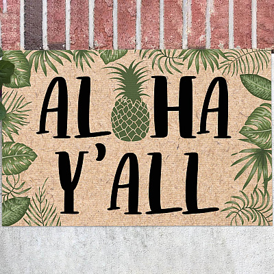 Aloha Y'all Pineapple Tropical Doormat - Outdoor Indoor Doormat