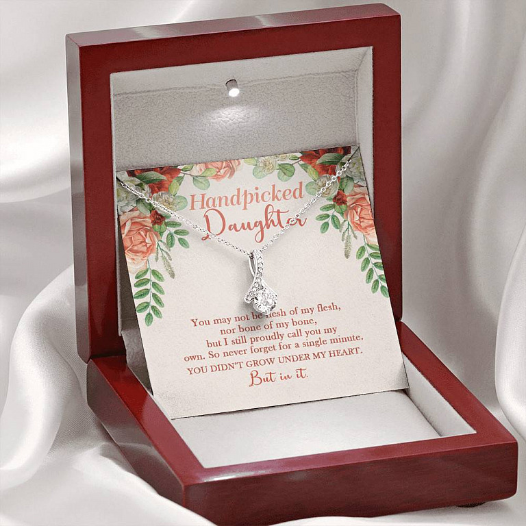 Handpicked Daughter Alluring Beauty Necklace - Jewelry Gifts For Adopted Child From Mom Dad Adoption Keepsake