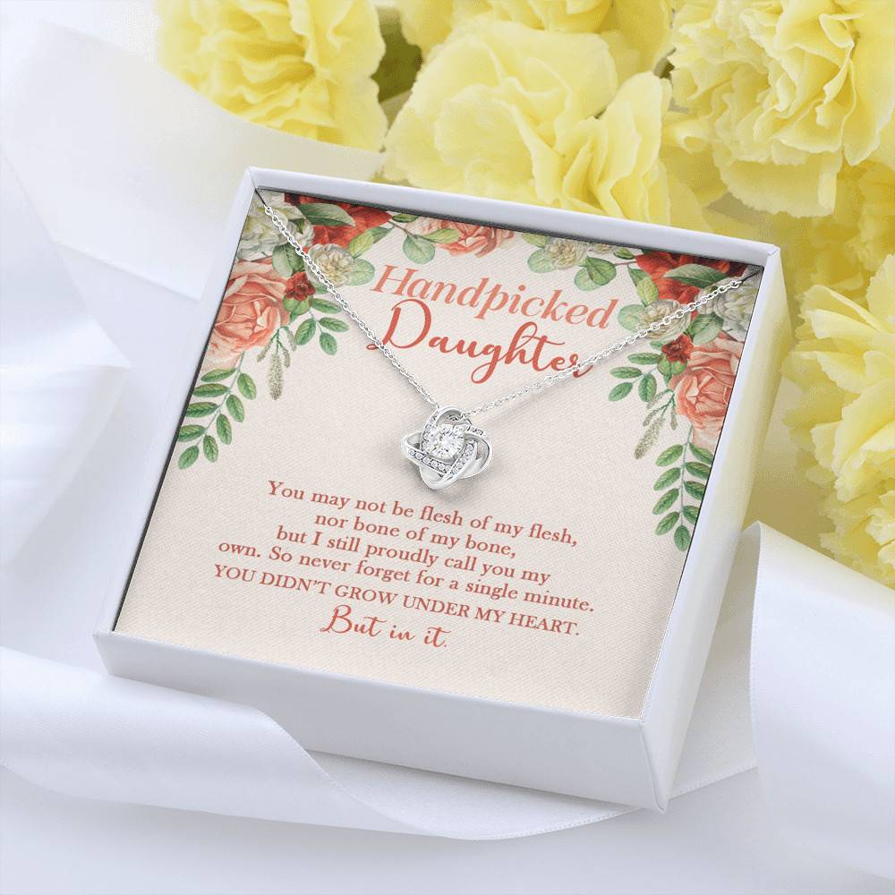 Handpicked Daughter Love Knot Necklace - Jewelry Gifts For Adopted Child From Mom Dad Adoption Keepsake