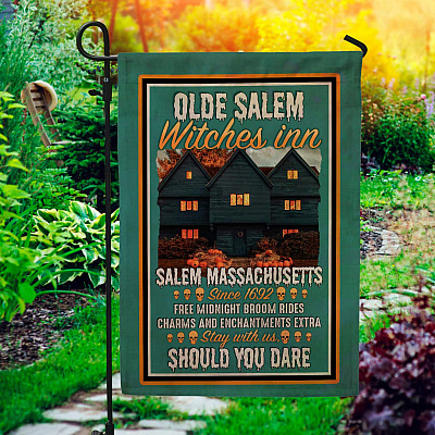 Witch Olde Salem Witches Inn Salem Massachusetts Since 1692 Garden Flag - Halloween House Flag