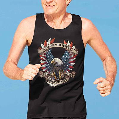 Alternative view of Those Who Serve Deserve Honor Respect Thanks Cotton Tank Top Tee - Veterans Day Shirt