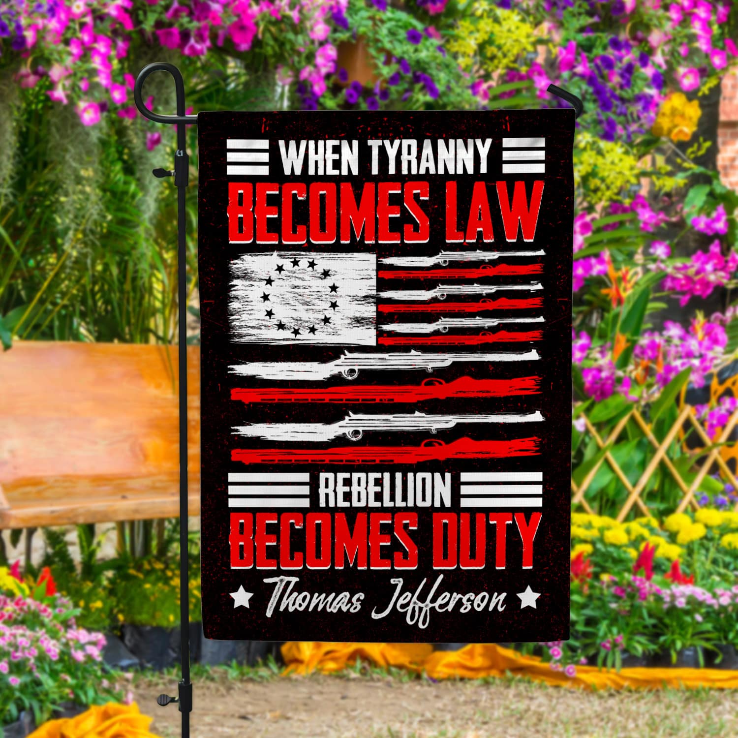 5KNG. Tyranny rebellion 30x40 Garden Flag Mockup 4