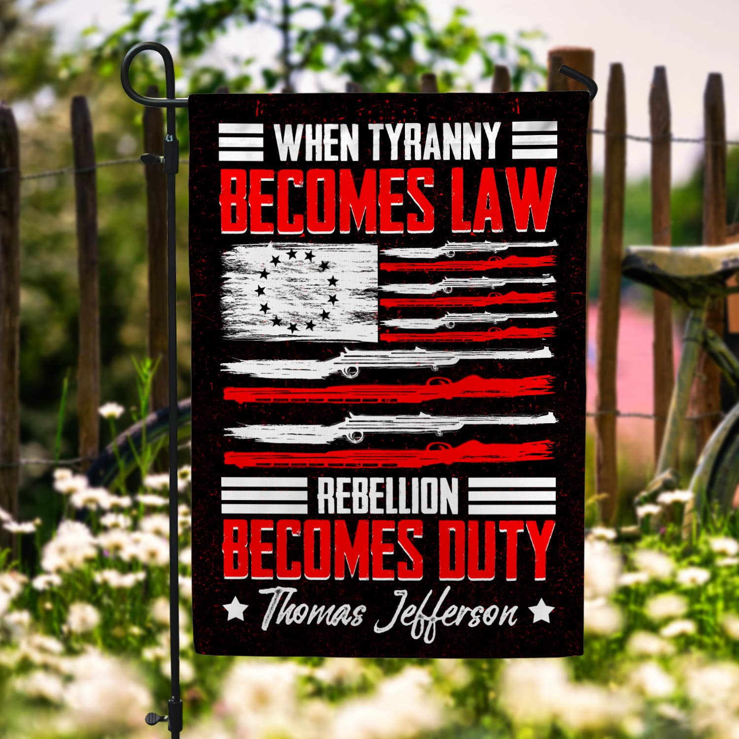 5KNG. Tyranny rebellion 30x40 Garden Flag Mockup 6