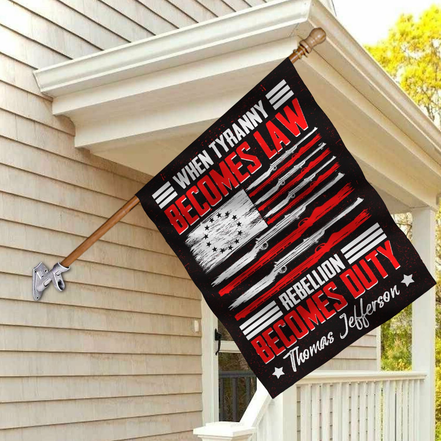 5KNG. Tyranny rebellion 30x40 House Flag Mockup 2