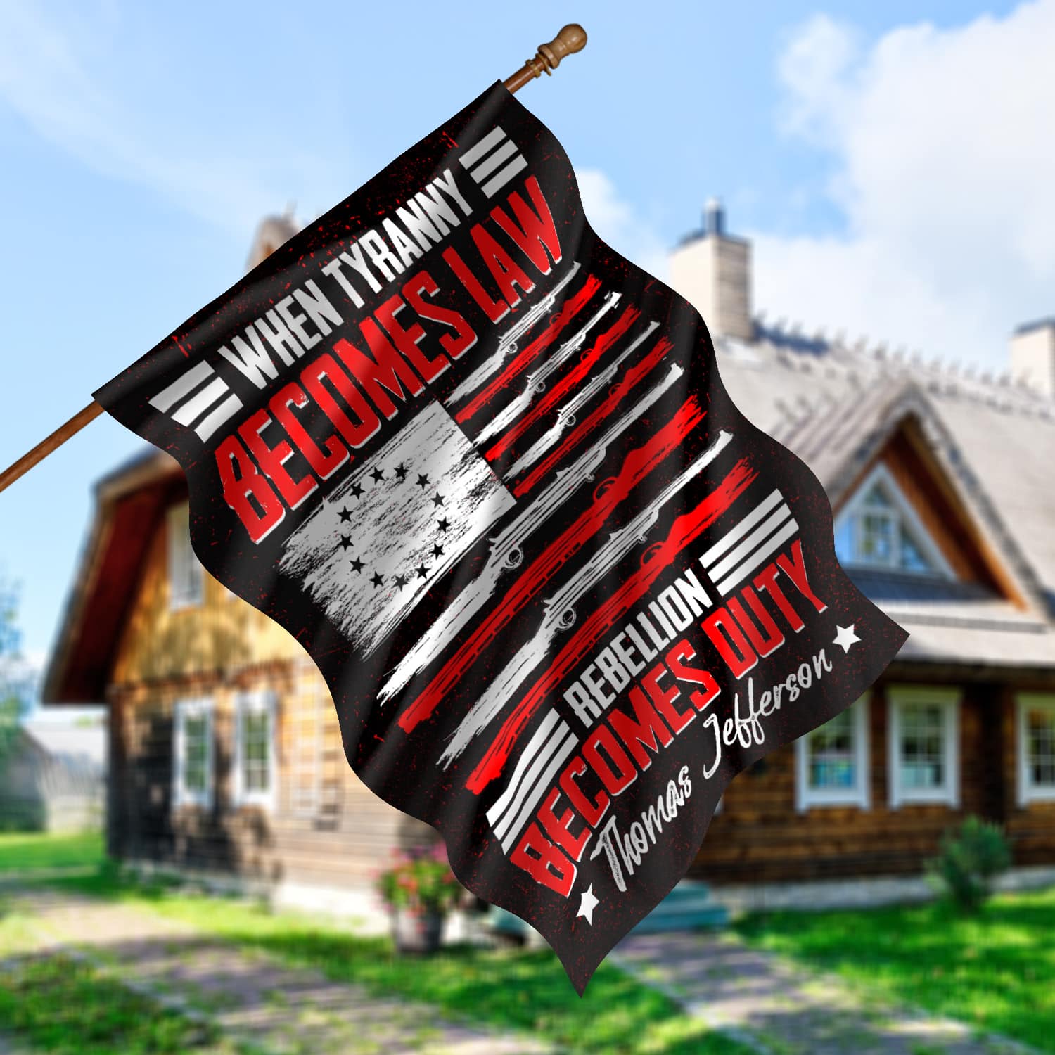 5KNG. Tyranny rebellion 30x40 House Flag Mockup 5