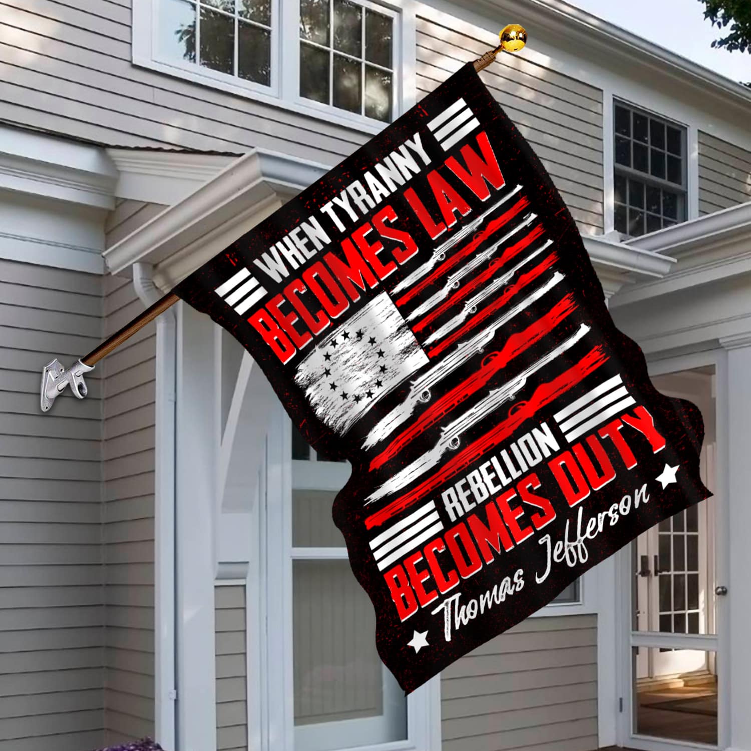 5KNG. Tyranny rebellion 30x40 House Flag Mockup 6