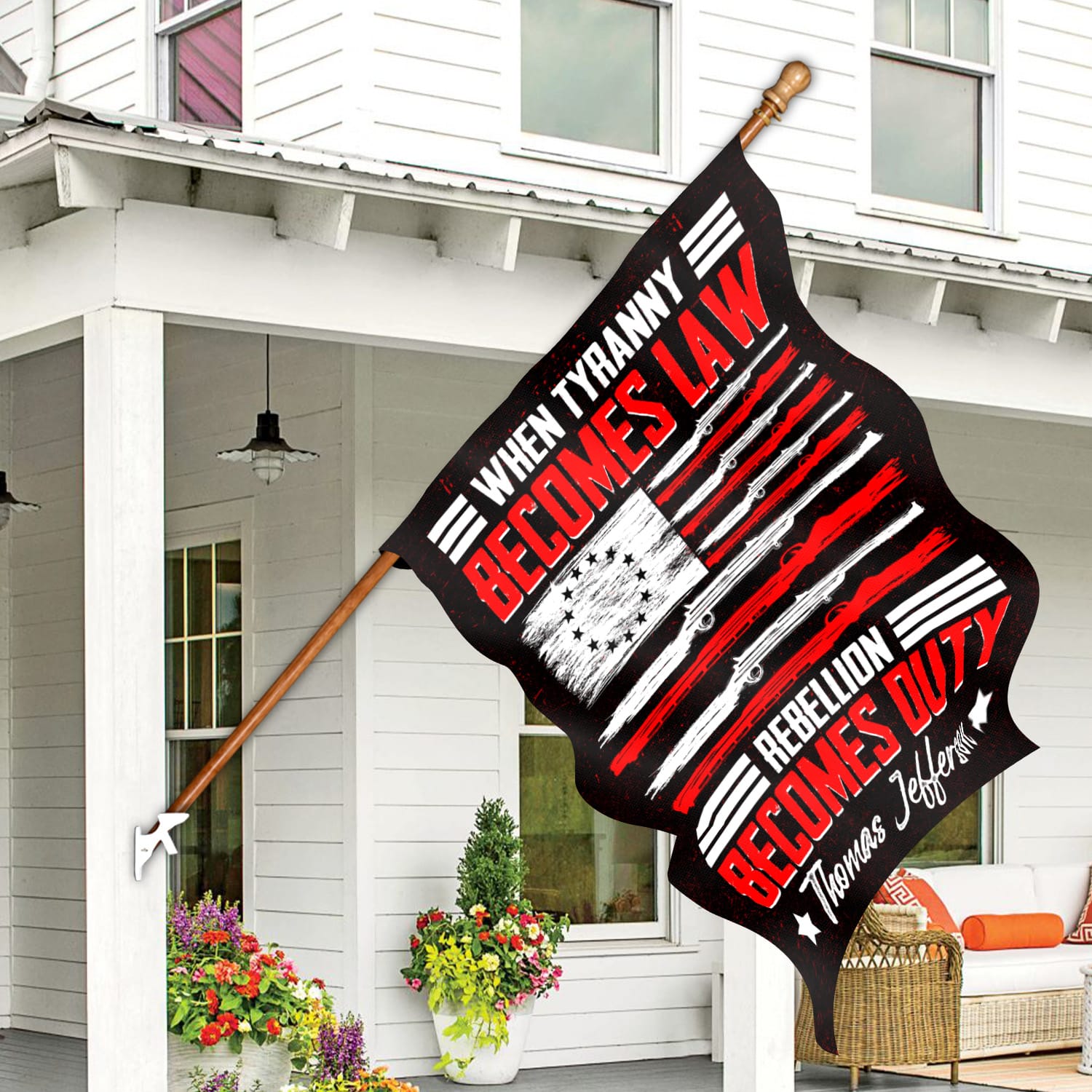 5KNG. Tyranny rebellion 30x40 House Flag Mockup 7