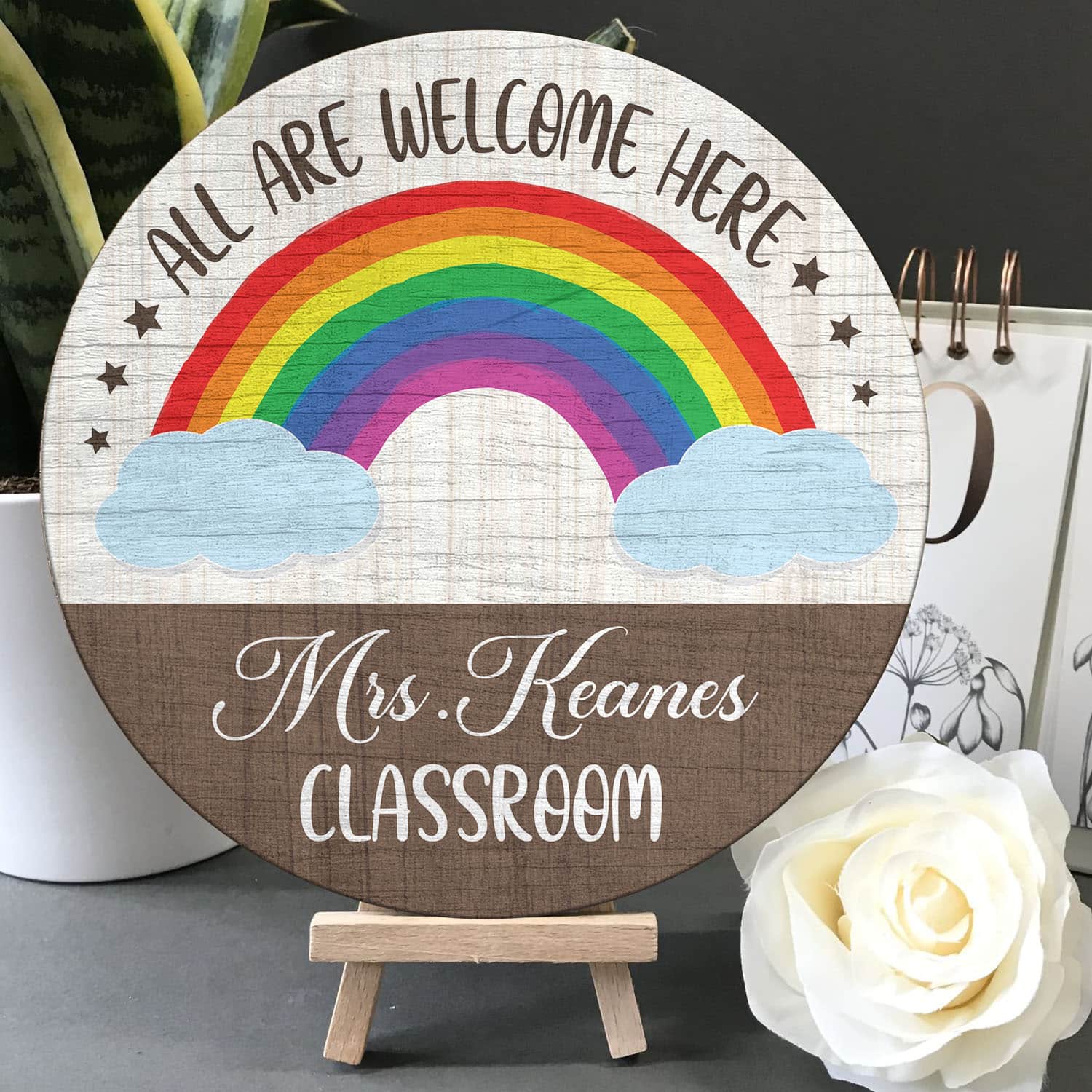 4O. Welcome Here (Sample Design) Door Sign Mockup 5