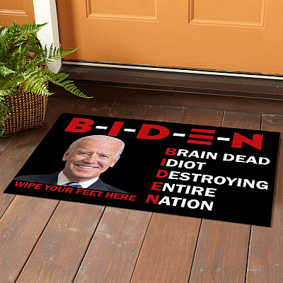 Alternative view of Biden Brain Dead Idiot Destroying Entire Nation Wipe Your Feet Here Funny Joe Biden Indoor Outdoor Doormat