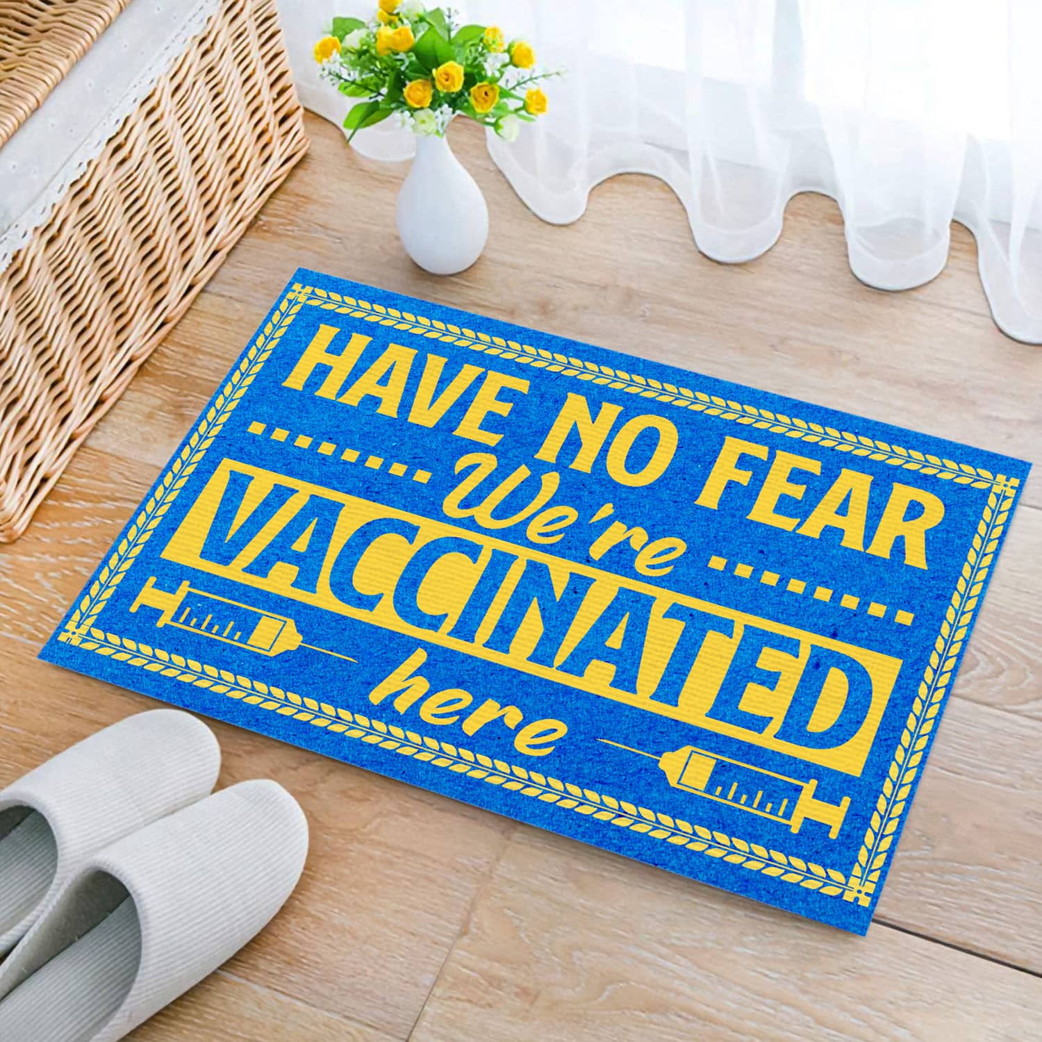 2 HG. Vaccinated Here(2) Doormat mockup 2