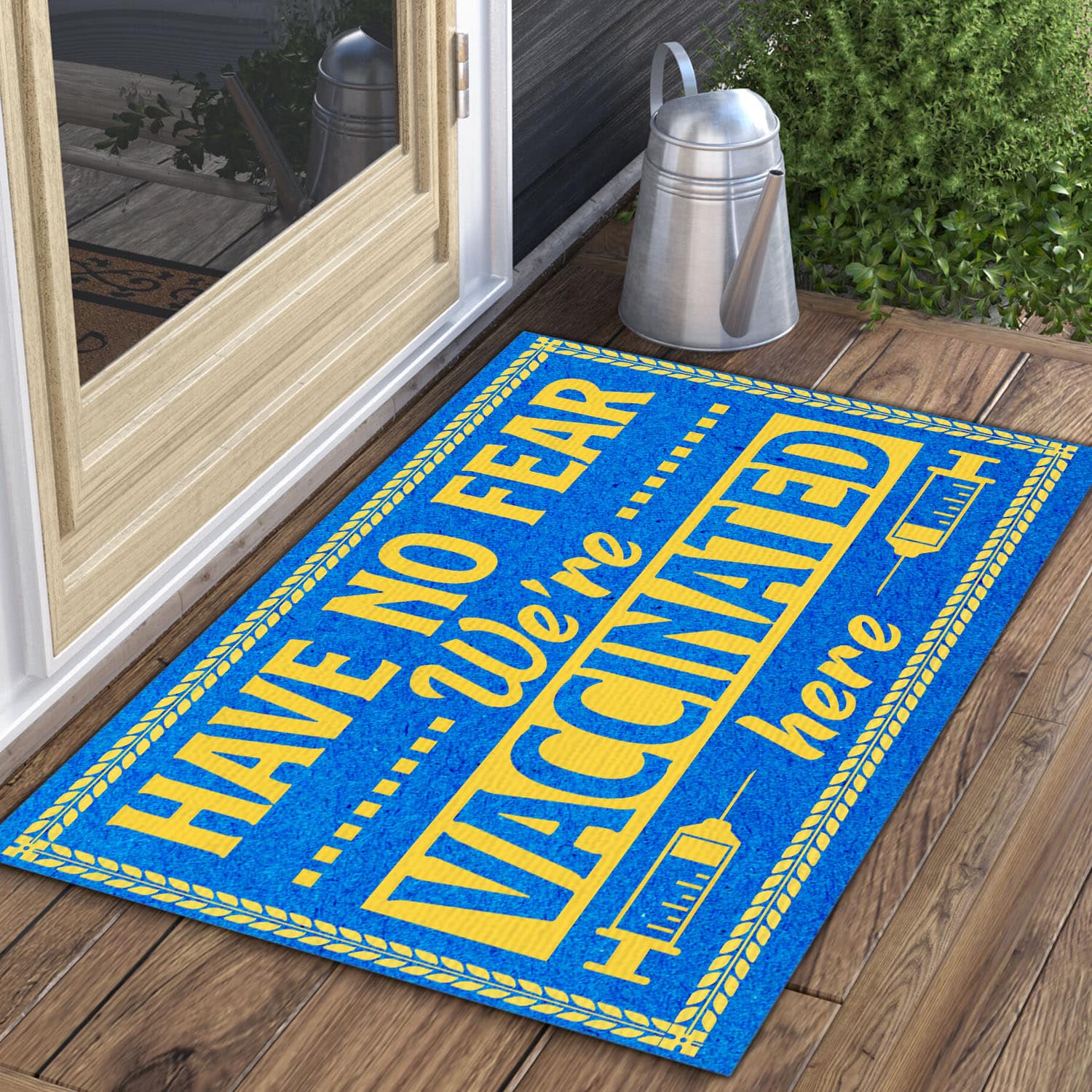 2 HG. Vaccinated Here(2) Doormat Mockup 3