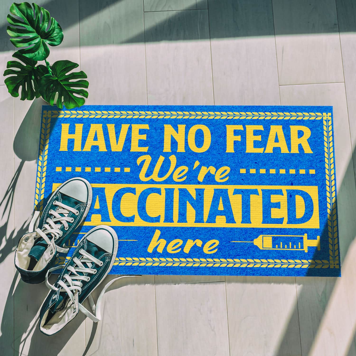 2 HG. Vaccinated Here(2) Doormat mockup 5