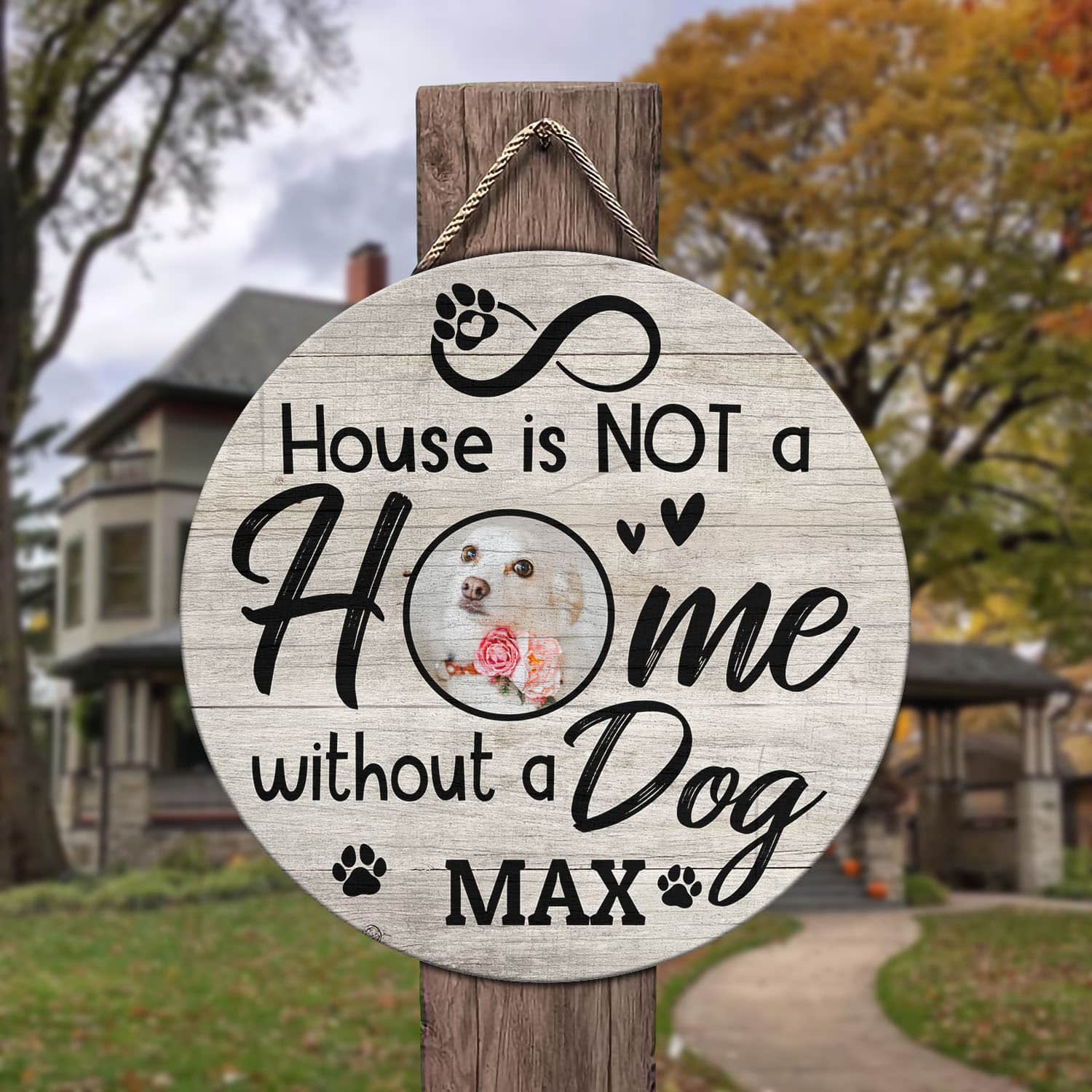 4O. Without A Dog-sample design Door Sign Mockup 3