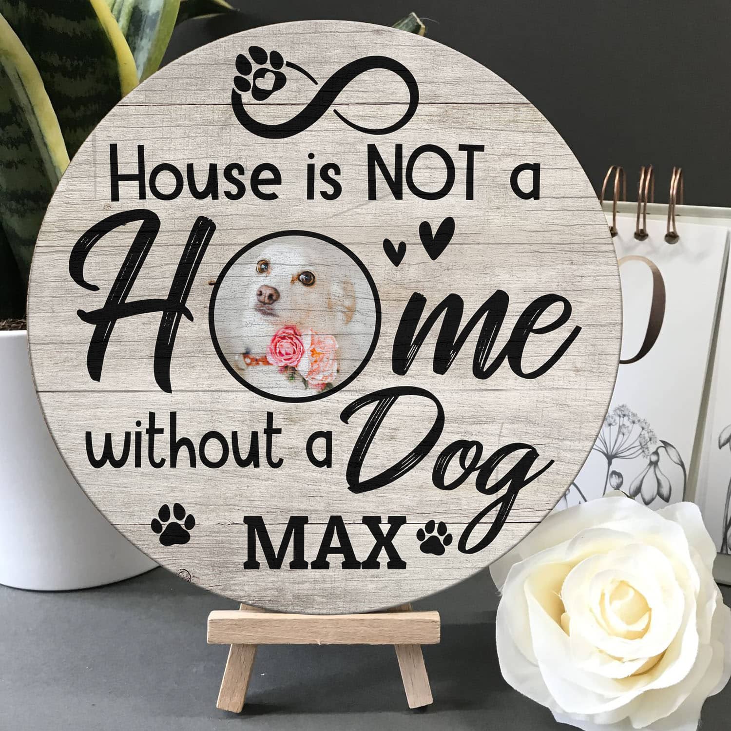 4O. Without A Dog-sample design Door Sign Mockup 5