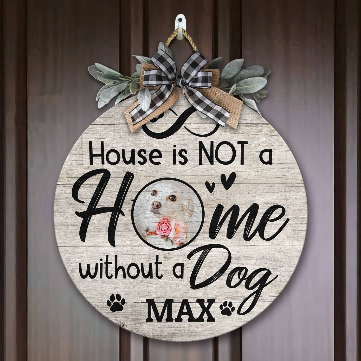 4O. Without A Dog-sample design Door Sign Mockup 7