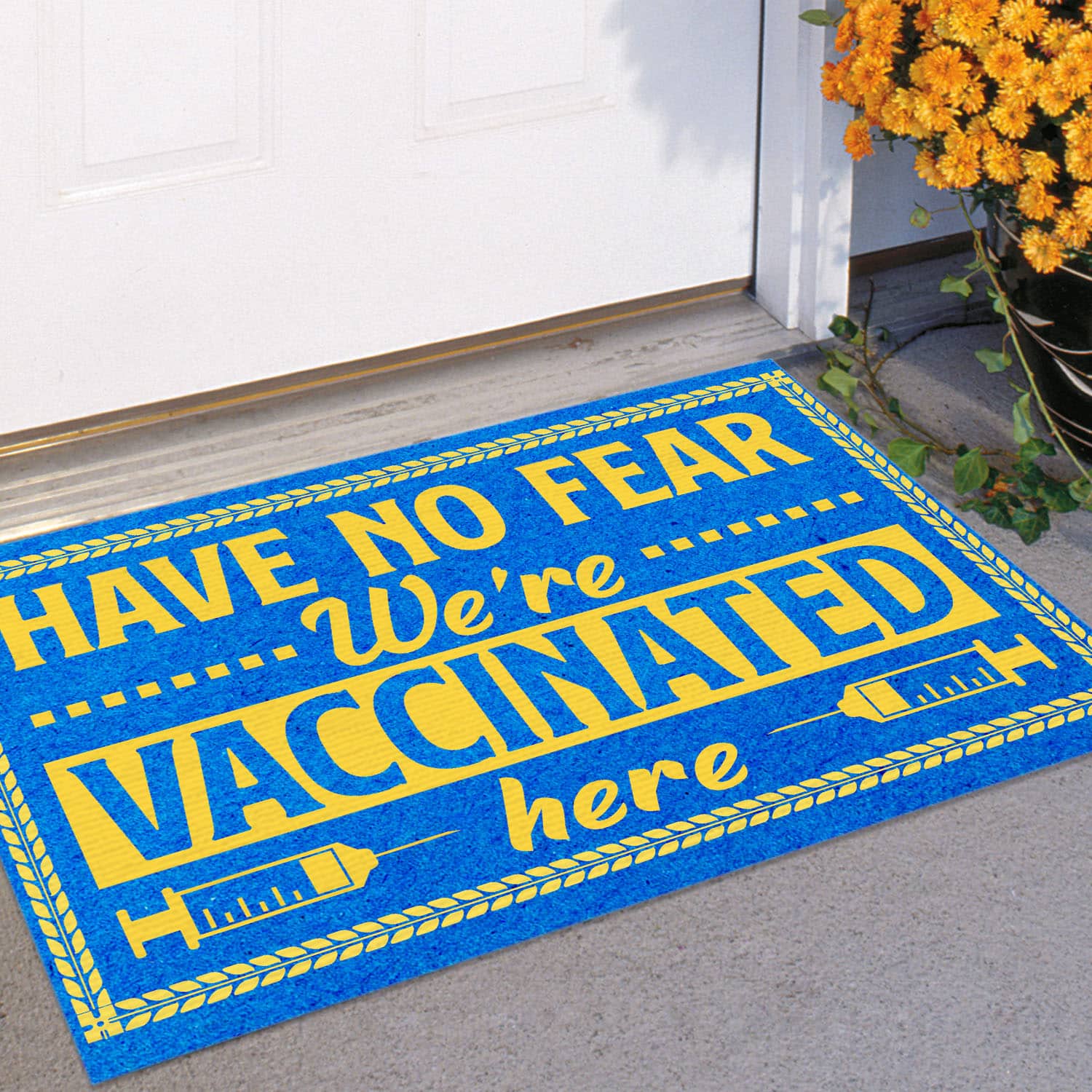 2 HG. Vaccinated Here(2) Doormat mockup 11