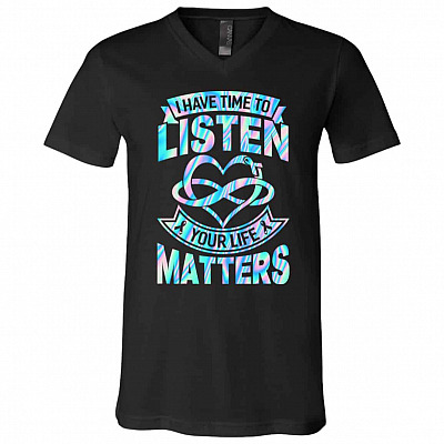 matters, Black, V-Neck T-Shirt