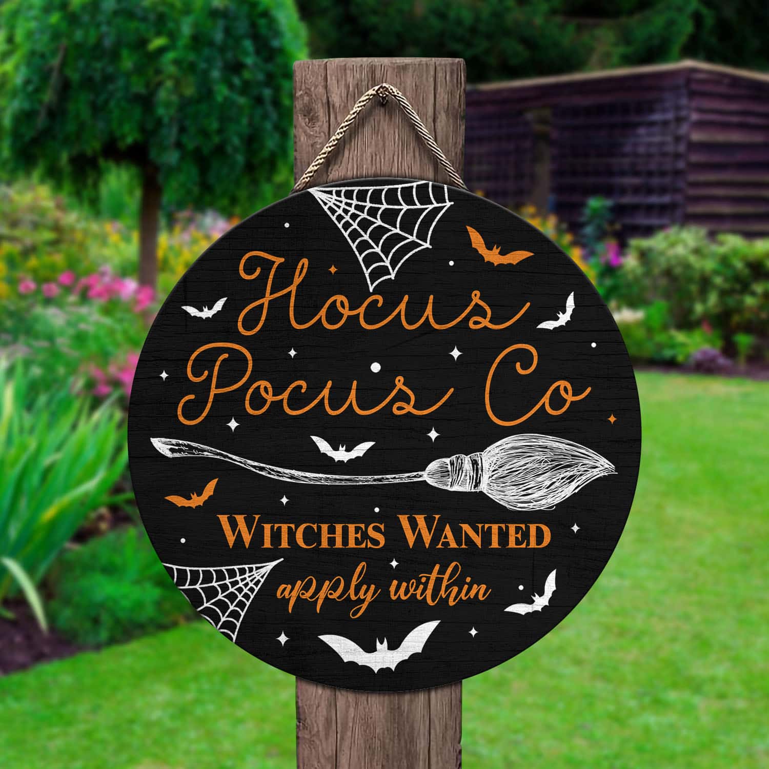 1MH. Witches Wanted Sign Door Sign Mockup 2