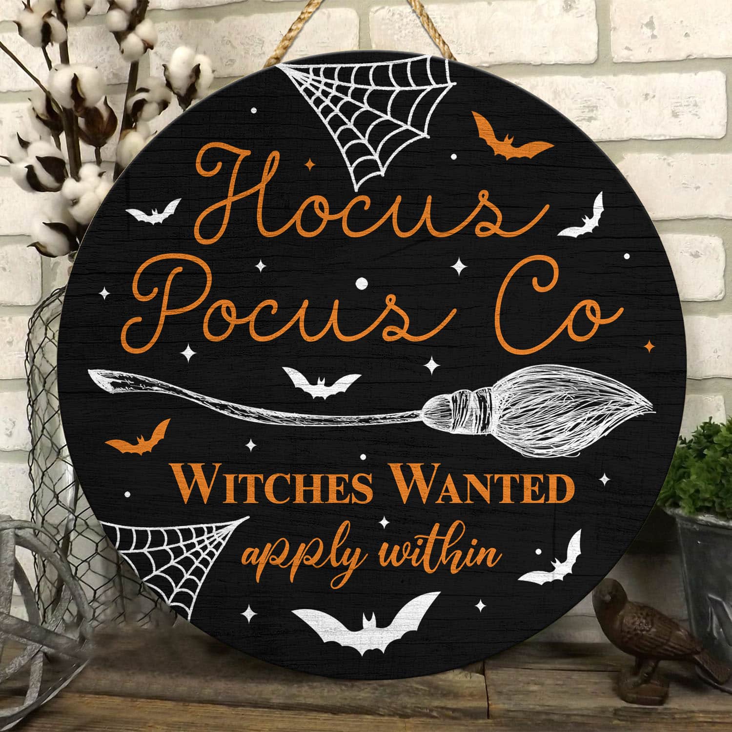 1MH. Witches Wanted Sign Door Sign Mockup 6