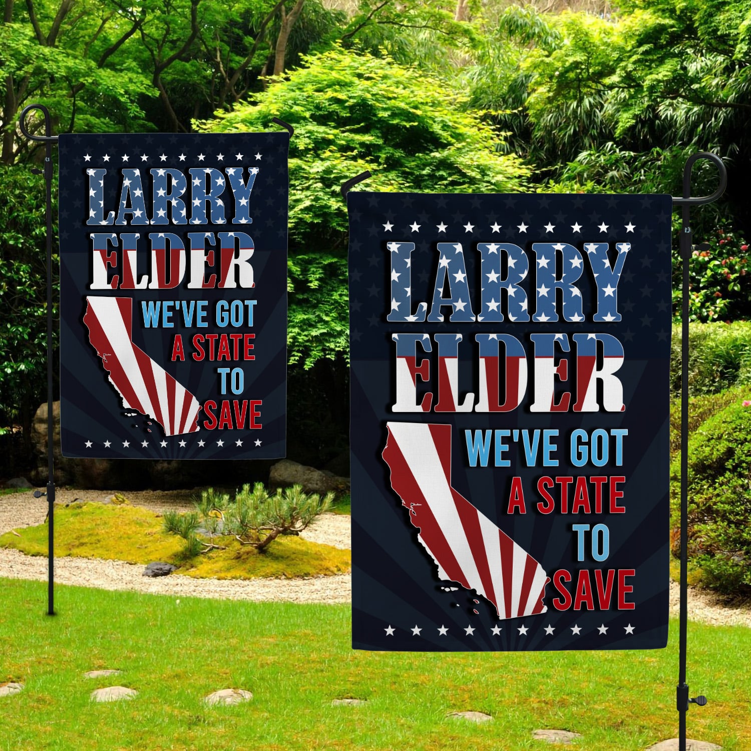 2KNG. Larry State Flag 30x40 Garden Flag Mockup 2 Side