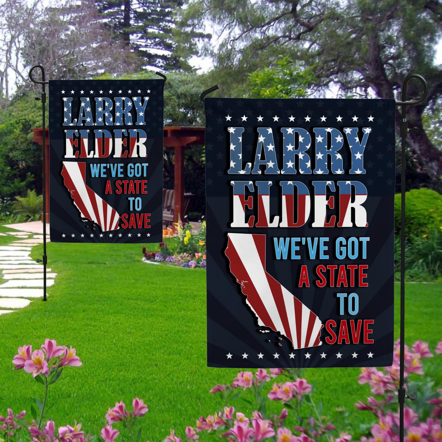 2KNG. Larry State Flag 30x40 Garden Flag Mockup 2 Side-1