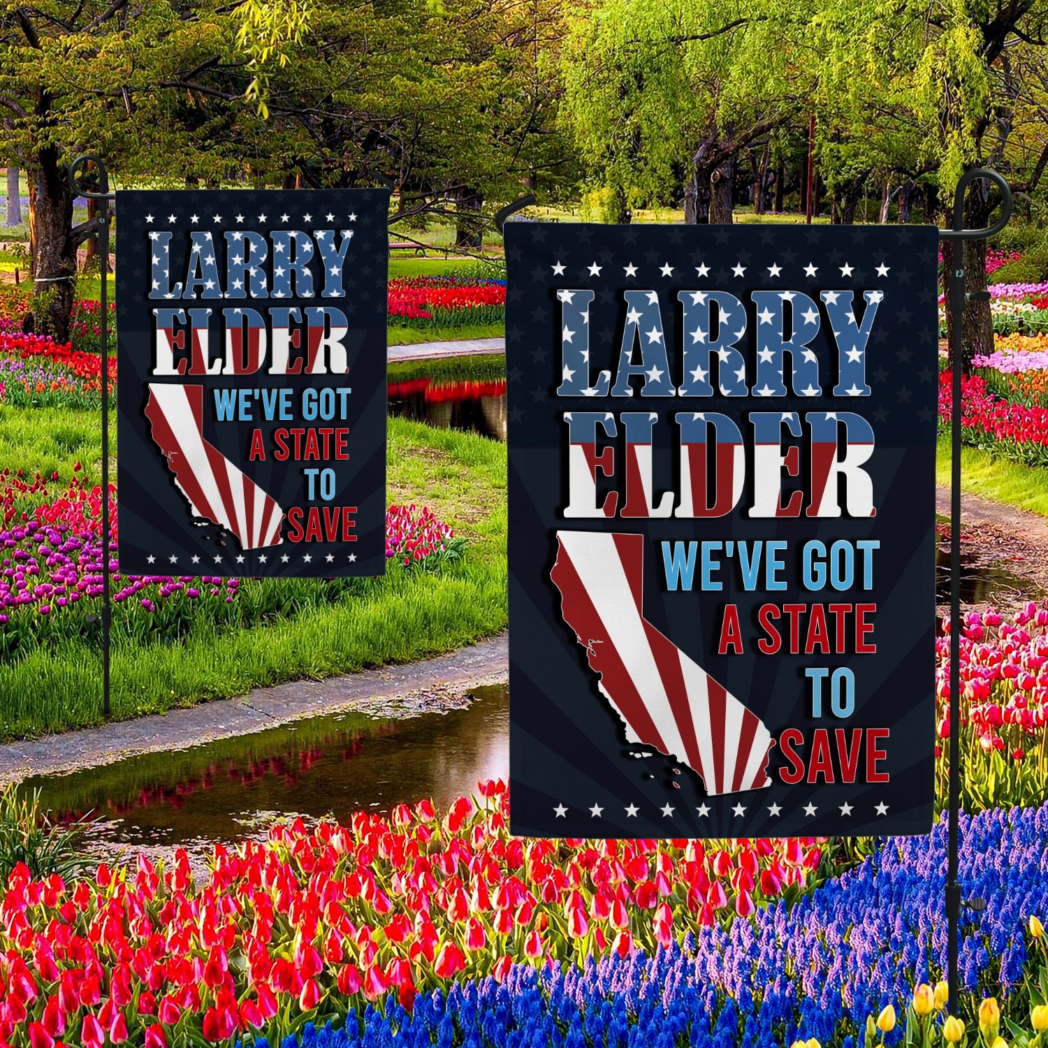 2KNG. Larry State Flag 30x40 Garden Flag Mockup 2 Side-2