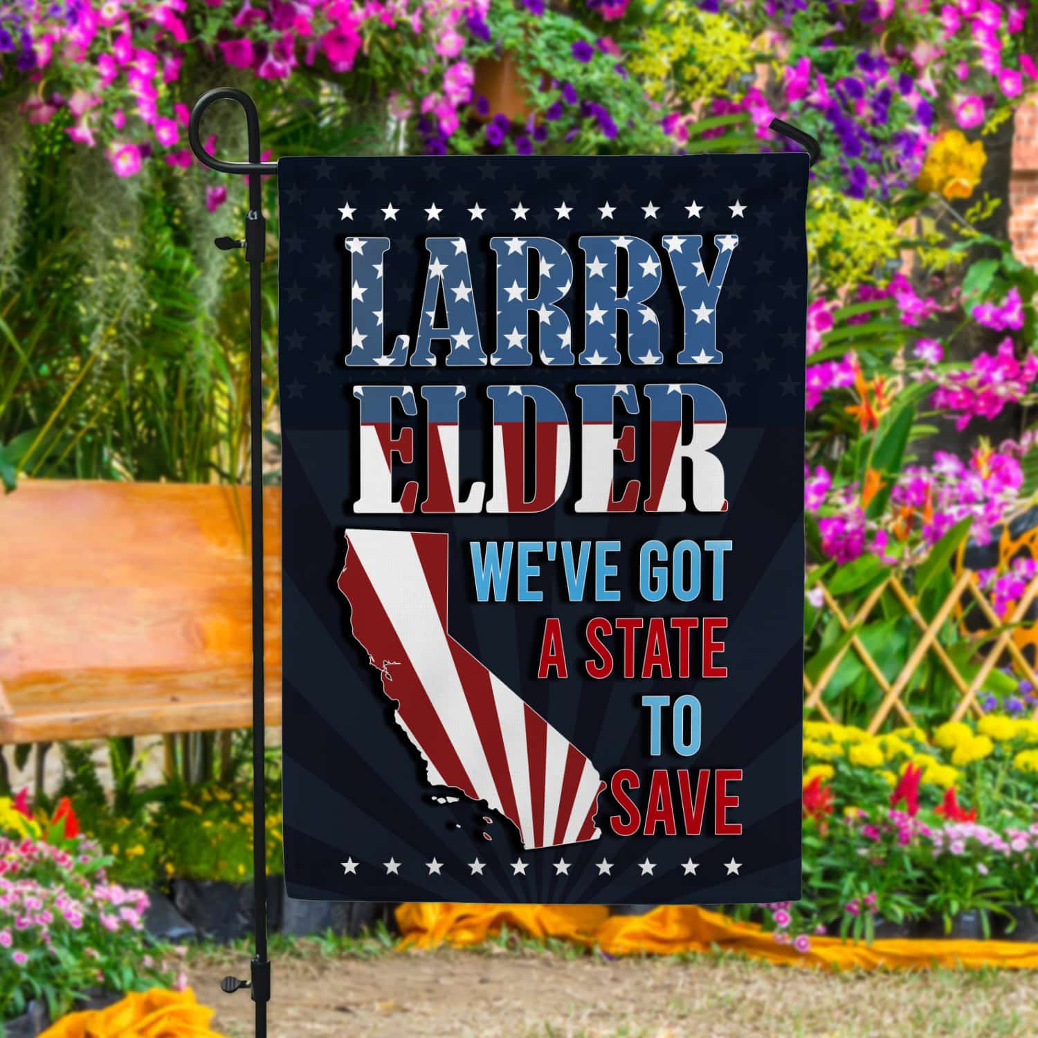 2KNG. Larry State Flag 30x40 Garden Flag Mockup 4